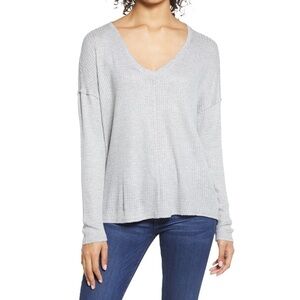 Gibson Look Thermal V-Neck Tunic in Heather Grey XS NWT